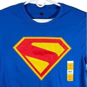 Superman Mens Graphic T-Shirt Blue Royal Shield Logo Large New